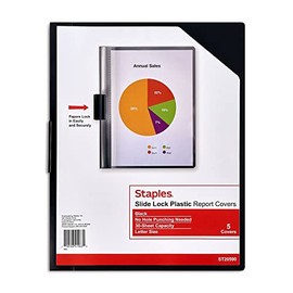 Staples Slide Locking Report Covers, Letter, Black, 15/Carton (ST20590-CCVS)