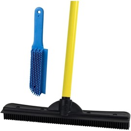 Original Indoor Pet Hair Rubber Broom with Carpet Rake and Squeegee, Black and Yellow aspira dora - Style: FURemover Broom and Brush Combo