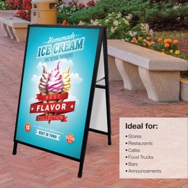 Excello Global Products Metal A-Frame Sidewalk Sign, 24" x 36", Black