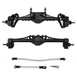 Pothyes Metal Front and Rear Portal Axle Completes Set with Servo Mount for Axial 1/10 RC Crawler Capra 1.9 UTB AXI03004 AXI03000T1 T2 Buggy F9 Upgrade Parts (Black)