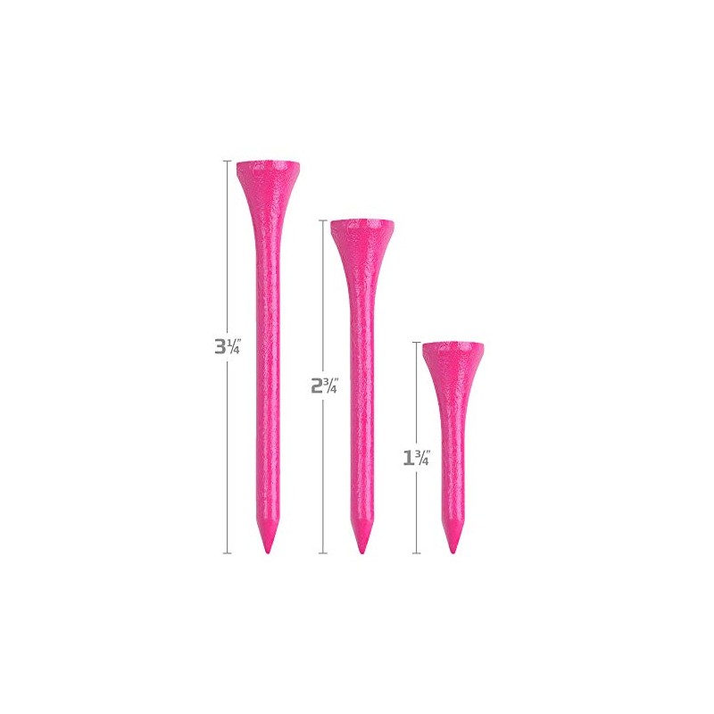 IZZO Golf Wood Golf Tees, 1.75 Inch, Neon Pink (Pack