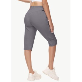 Women's Long Shorts 15" Below The Knee Capri Hiking Shorts Quick Dry Lightweight Outdoor Casual Crop Pants Cargo Dark Gray
