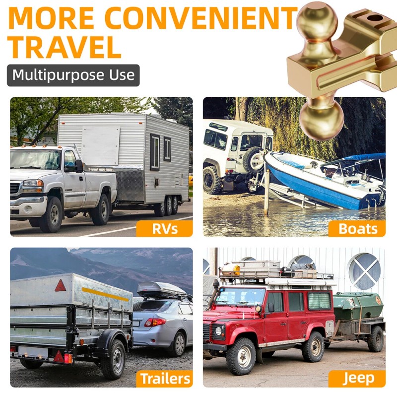 LOCAME 2" Receiver 6" Drop/Rise Adjustable Tow Hitch Dual Ball