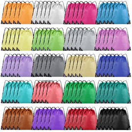 Grneric Drawstring Backpack Bulk 100Pcs Cinch Bag, Polyester Drawstring Bags for Gym Beach Sports Short Trip Party (20 Colors)