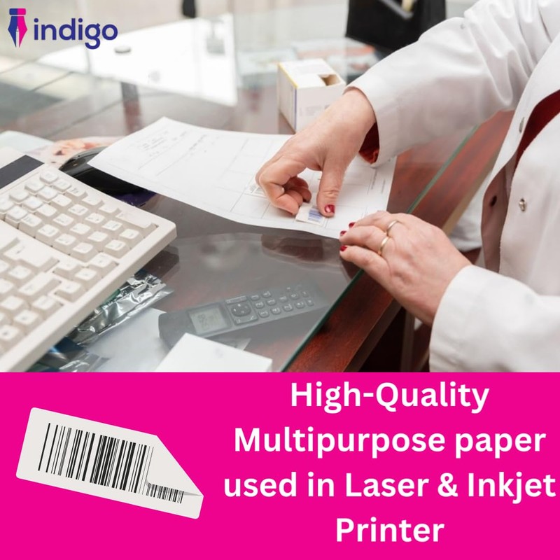 indigo® Multipurpose White A4 Sticker Labels-Inkjet, Laser, Copier-Versatile Sticker Labels