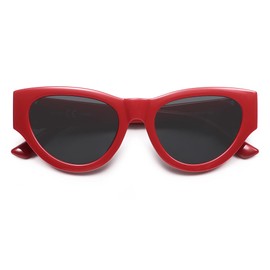 SOJOS Cat Eye Sunglasses for Women & Men 90s Retro Aesthetic Trendy Cateye Designer Sunnies SJ2332 (Red,Silver,Gery)