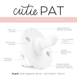 Ryan & Rose Cutie PAT All-in-One Pacifier and Teether Massaging Teething Ring and Hideaway Binky for Growing Babies (Canvas (3 Pack), Flat)