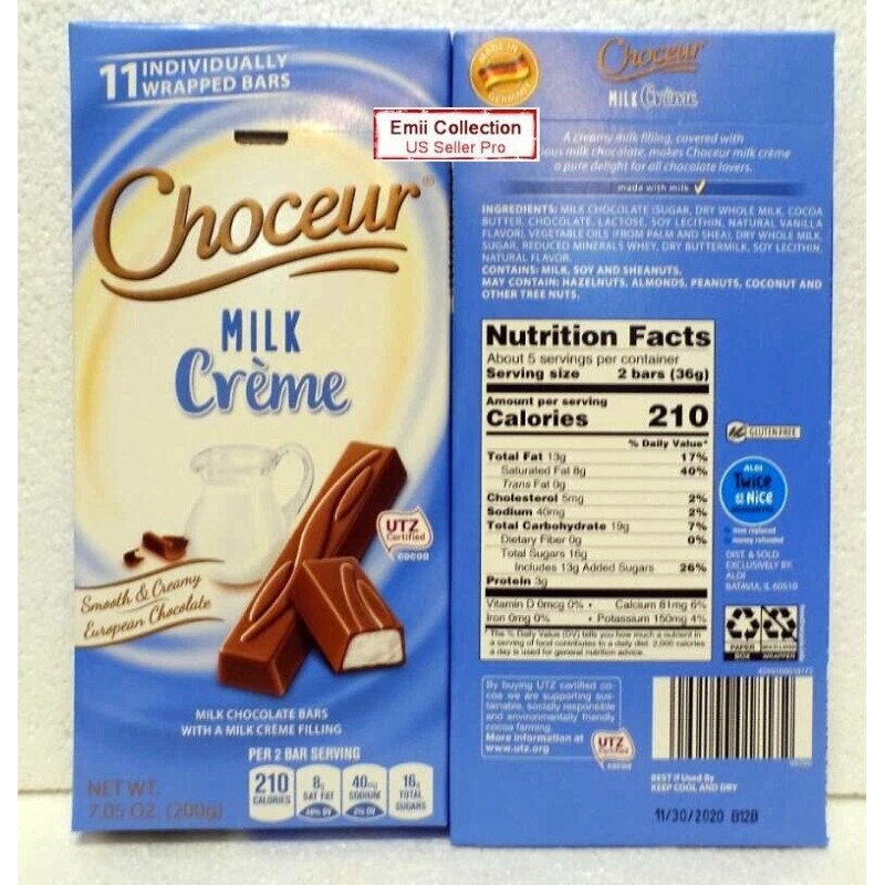 Choceur Milk Crème Smooth & Creamy European Chocolate 7.05oz 200g