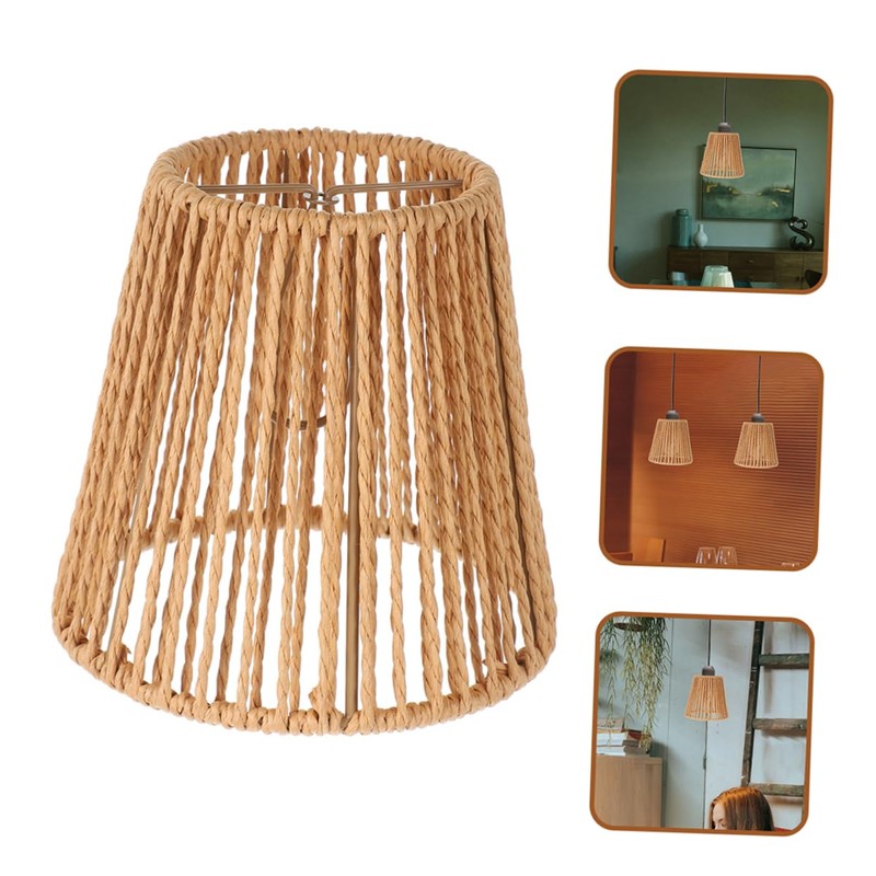 WHAMVOX Elegant Rattan Woven Pendant Lampshade Rustic and Handmade Natural