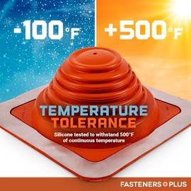 Fasteners Plus #7 High Temp Roof Flashing Boot, Fits Pipe Diameters 5-1/2" - 11-1/2" Wide, Includes Square Metal Roof Pipe Flashing, Red