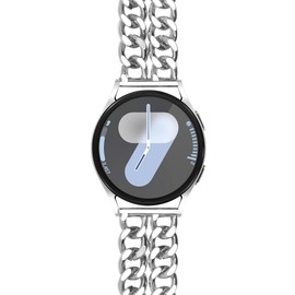 Ocaer Compatible with Galaxy Watch Band 7/FE/6/5/4 40mm 44mm, Galaxy Watch 6 Classic 43mm 47mm, Chain Metal 20mm Strap for Galaxy Watch 5Pro Band/Watch 4 Classic/Active 2 Women,Silver