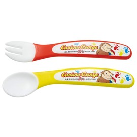 Skater SFB2 Children's Spoon and Fork Set, Curious George, Human Gizzard, 4.7 inches (12 cm)