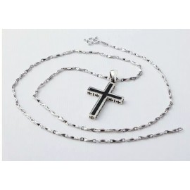 FLATAC Sterling 925 Sliver Enameled Christ Cross Pendent Necklace