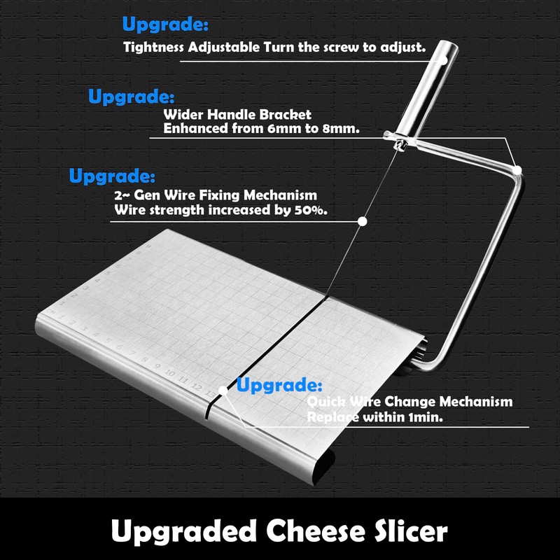 CYINGWIN Cheese Slicer with Cutting Board and Measuring Grid, Adjustable