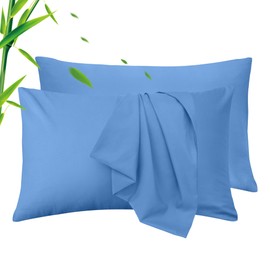LINENOVA Standard Pillowcase Set of 2, Cooling Rayon from Bamboo Pillow Cases, 2000 TC Ultra Soft & Breathable Envelope Pillow Cover, Moisture-Wicking for Hot Sleepers(Ocean, 48 * 74cm)