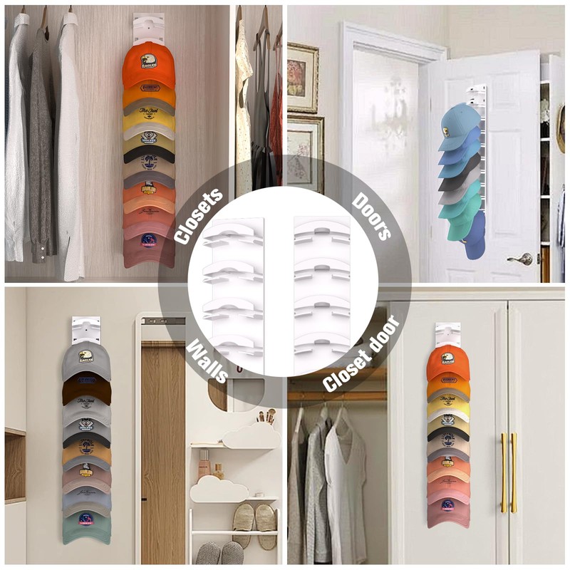 Hat Organizer for Baseball Caps, Hat Rack for Wall with