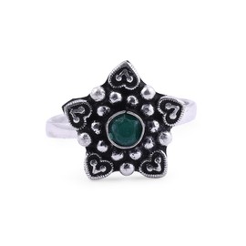 Binnis Toe Rings Bichua Bichiya Metti Mettelu for Women Girls | Fashion Jewelry- star shaped green stone (green), Metal, No Gemstone
