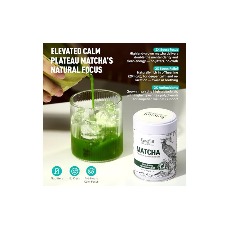 Emerail Ceremonial Grade Matcha Green Tea Powder - Premium Quality