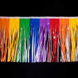 Rainbow Parade Float Fringe, 15 Inches x 10 Feet, Parade Float Decoration