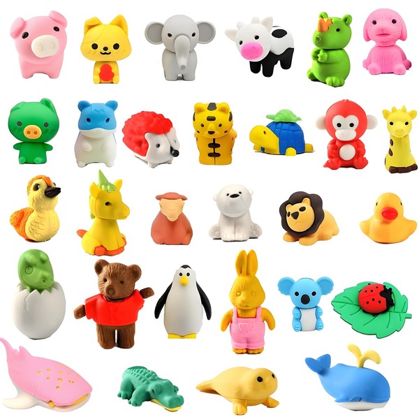 40 PCS Japanese Animal Erasers, Bulk Pencil Erasers Japanese Come