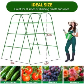 63" Tall Cucumber Trellis for Raised Garden Bed U-Frame Arch Tunnel Trellis Metal Tomato Cage Metal Plant Support Stand for Peas,Bean,Grapes Vines Climbing Plants Outdoor