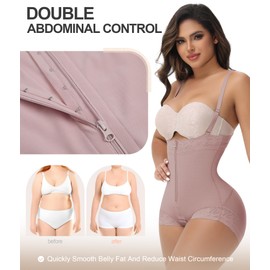 M MYODRESS Fajas Moldeadoras De Cintura Y Abdomen Shapewear Tummy Control Postpartum Faja Body Shaper Stage 2 Faja Tummy Tuck Compression Garment Corset Shapewear Rose Brown XL