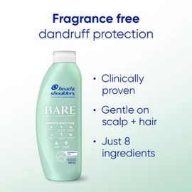Head & Shoulders BARE Dandruff Shampoo Twin Pack, Fragrance-Free, Sensitive Scalp Care, Sulfate-Free, Silicone-Free, Dye-Free, Eco-Friendly Bottles, Safe for All Hair Types, 13.5 Fl Oz Each (Set of 2)