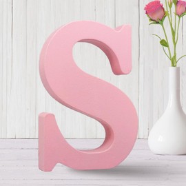 AOCEAN 6 Inch Pink Wood Letters Unfinished Wooden Letters for Wall MAGA Decorative Standing Letters Slices Sign Board for Crafts Christmas Decoration Home Party Projects (S)