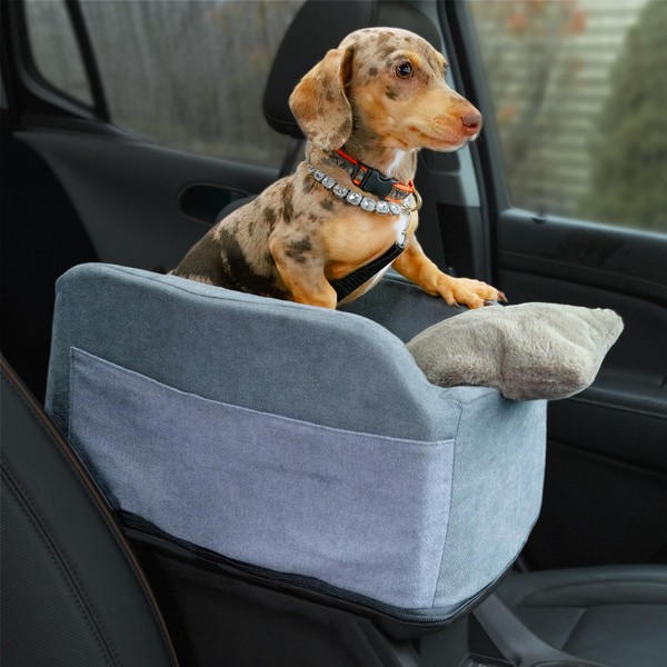 Center Console Dog Car Seat - Safety Straps & Leash