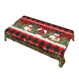 juniissl Christmas Snowman Rectangle Tablecloth Washable 60x90 Inch Table Cover Decorative Table Cloth for Party Picnic Kitchen