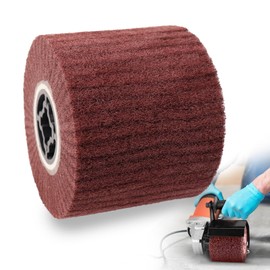 Mumjooyi Nylon Brush Sanding Roller Brush Satin Roller Angle Grinder Sanding Sleeves for Sanding Roller Grinding Machine for Polishing Grinding Matting Satin Red 120 x 100 mm - 320 Grit