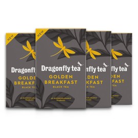 Dragonfly Tea Golden Breakfast Black Tea, 4x40 (160 Tea Bags) Bright & Smooth English Breakfast Tea, Biodegradable Teabags, Tea Bags Bulk, English Tea,All Day Breakfast Tea