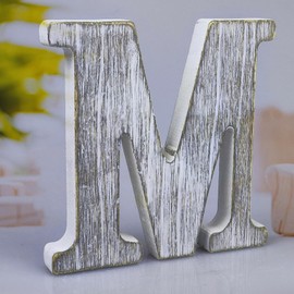 WOODOUNAI 8 Inch Wood Letters Unfinished Rustic Wood Letters for Wall Decor Decorative Standing Letters Slices Sign Board Decoration for Craft Home Party Projects (M)