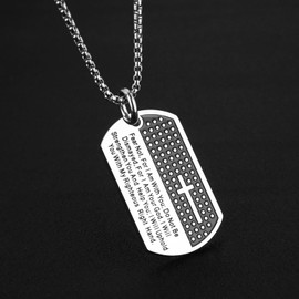 HZMAN To My Son, Isaiah 41:10 Dog Tag Necklace for Men Stainless Steel Bible Verse Cross Pendant Gift from Mom Dad