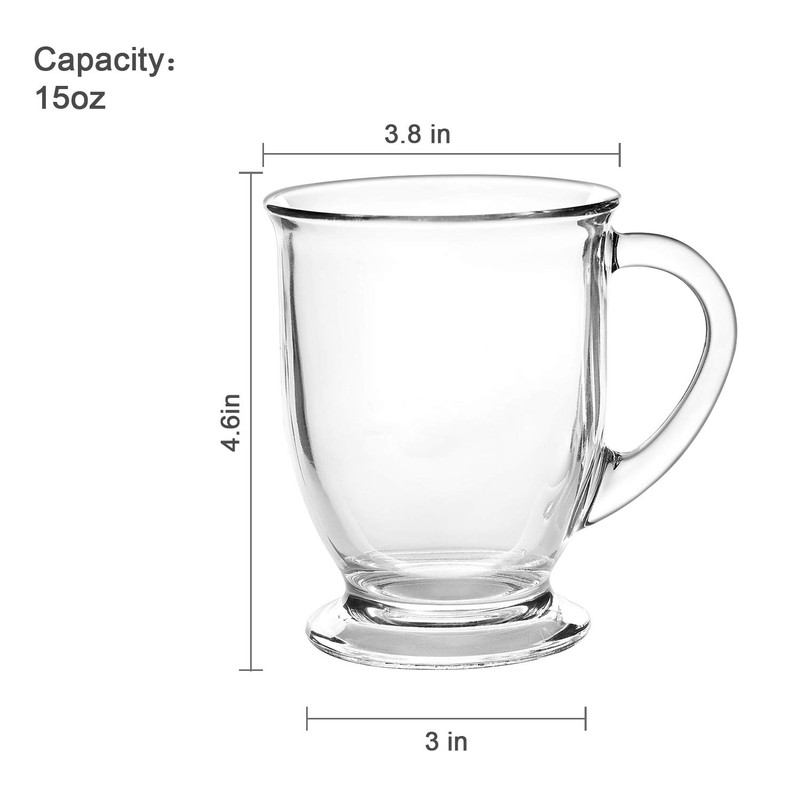 Accguan 15oz/450ml Glass Coffee Mugs with Handles Set of 6