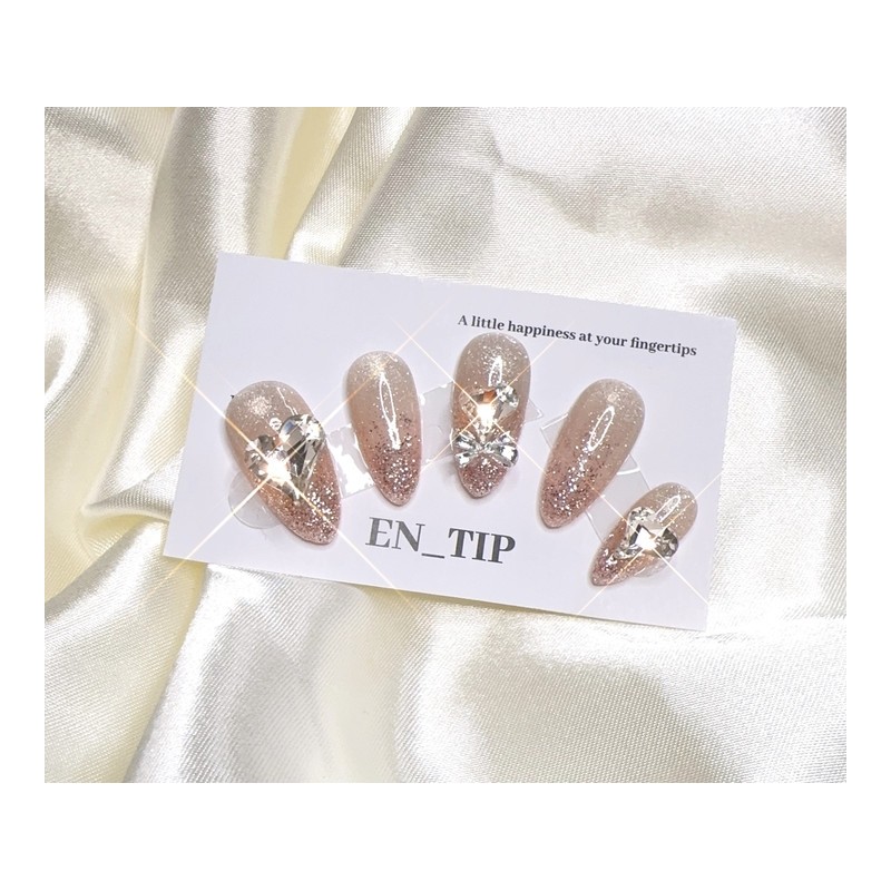 Pink Heart Shower Handmade Nail Tips - Short Nose Pin