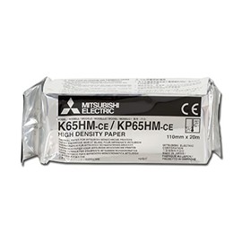 MITSUBISHI K65HM-CE/KP65HM-CE Ultrasound Paper, Monochrome B/W Printing, High Density and High Thermal Contrast, for Ultrasound, Microscopy, Dental Applications, A6 Size, 10 mm x 20 m, 4 Rolls