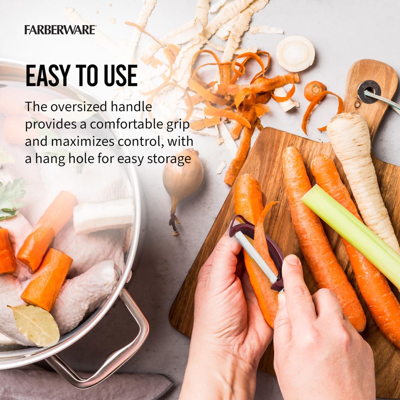 Farberware Pro2 Euro Vegetable Peeler with Ergonomic Handle, Razor-Sharp Stainless