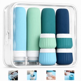 Kit de Viaje 8 Piezas Botellas de Silicona | Envases para Viaje Rellenables 30/90ml a Prueba de Fugas, Set de Botes de Viaje para Champú, Loción y Cos