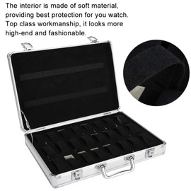 DAUERHAFT Watch Storage Box, 24 Grids Aluminum Alloy Suitcase Watch Display Storage Box, Watch Organizer Case with Soft Interior, for Professional Watchmaker, Watch Shops