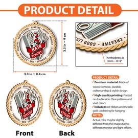 ARTSYWIX Hairdresser Gifts for Girl Women, Hair Stylist Wood Christmas Ornament, Keepsake Gift for Sister Friends Hairstylist Family, Cosmetology Graduation Gifts, Hair Salon Christmas Tree Decoration