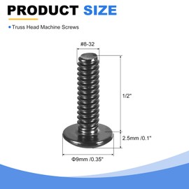 uxcell #8-32 x 1/2" Truss Head Phillips Machine Screws, Full Thread, Phillips Drive, 304 Stainless Steel 18-8, Black Oxide Finish, Quantity 100