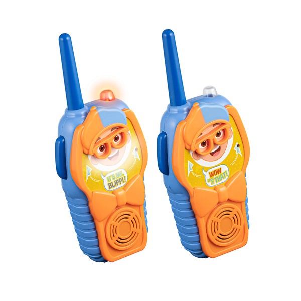 ekids Blippi Toy Walkie Talkies for Kids, Light-Up Indoor and Outdoor Toys for Kids and Fans of Blippi Toys for Toddlers