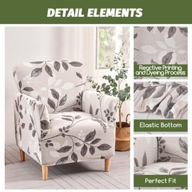 FUANGUI Banquet Armchair Slipcover Chair Covers with Arms Stretch Club Chair Slipcover Soft Armchair Sofa Covers Anti-Slip Furniture Protector for Dogs Pets Home Living Room Decor