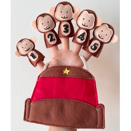 5 Little Monkey Jump in The Bed Nursery Rhyme Storytell Educational Finger Puppet
