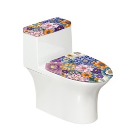 Flashideas Boho Flower Toilet Cover Seat Toilet Seat Covers for Bathroom Easy to Clean Toilet Lid Cover Bathroom Decoration Accessories Seat Covers Fits Most Lids for Accessories Decor