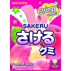 UHA Mikakuto Sakeru Stringy Gummy Peach 1.16 OZ (Pack of 10)