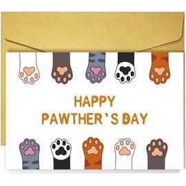 Qiliji Funny Pet Paw Father's Day Card - Cute Pawther's Day Card for Cat & Dog Dad