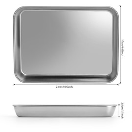 JMU 3 Pack 304 Stainless Steel Surgical Tray, 9.1"x6.7"x1.1" Thickening Dental Tray, Professional Medical Procedure Tray