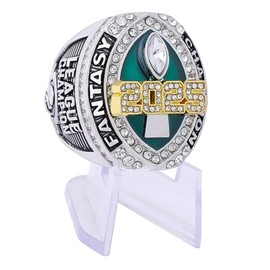 guancrown 2025 Fantasy Football Championship Ring Award Prize Trophy Sports Winner FFL Champion Ring (Ring with Stand, Size 12)